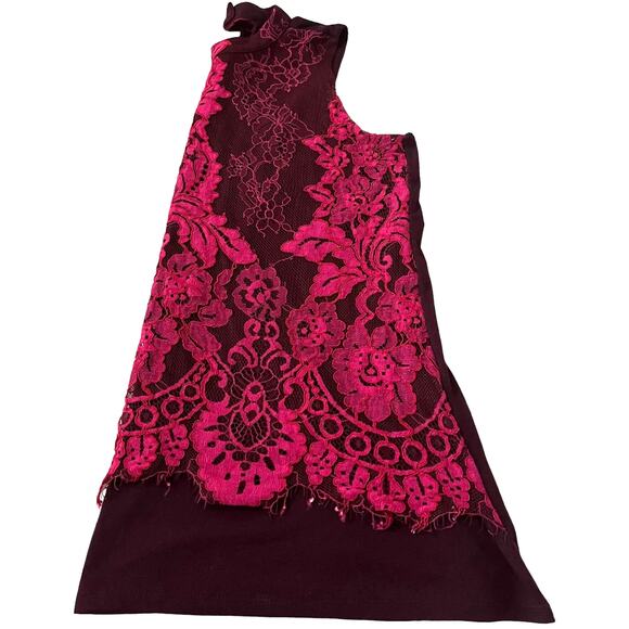 MAURICES ROUND HI-NECK DRESSY TANK TOP, WOMENS, L, FUCHSIA & CRANBERRY, EMBROID - Picture 9 of 12